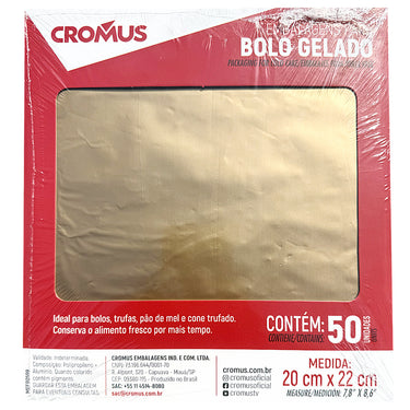 Wrapping for Bolo Gelado | Matte/Fosco Gold 20x22cm (50 Pack)